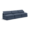  Manufacturer Color_Navy -- Indulge 105" Navy Linen Textured Fabric Upholstered 3 pc Armless Modular Sofa IMAGE 1