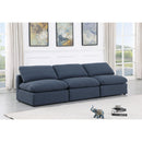  Manufacturer Color_Navy -- Indulge 105" Navy Linen Textured Fabric Upholstered 3 pc Armless Modular Sofa IMAGE 2