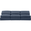  Manufacturer Color_Navy -- Indulge 105" Navy Linen Textured Fabric Upholstered 3 pc Armless Modular Sofa IMAGE 4