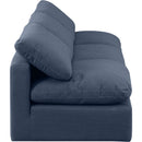  Manufacturer Color_Navy -- Indulge 105" Navy Linen Textured Fabric Upholstered 3 pc Armless Modular Sofa IMAGE 5