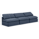  Manufacturer Color_Navy -- Indulge 105" Navy Linen Textured Fabric Upholstered 3 pc Armless Modular Sofa IMAGE 7