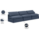 Meridian Indulge Navy Linen Textured Fabric Modular Sofa IMAGE 8