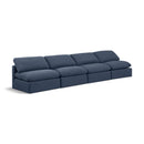  Manufacturer Color_Navy -- Indulge 140" Navy Linen Textured Fabric Upholstered 4 pc Armless Modular Sofa IMAGE 1
