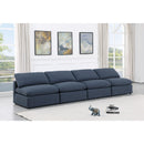  Manufacturer Color_Navy -- Indulge 140" Navy Linen Textured Fabric Upholstered 4 pc Armless Modular Sofa IMAGE 2