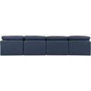  Manufacturer Color_Navy -- Indulge 140" Navy Linen Textured Fabric Upholstered 4 pc Armless Modular Sofa IMAGE 3