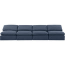  Manufacturer Color_Navy -- Indulge 140" Navy Linen Textured Fabric Upholstered 4 pc Armless Modular Sofa IMAGE 4