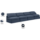 Manufacturer Color_Navy -- Indulge 140" Navy Linen Textured Fabric Upholstered 4 pc Armless Modular Sofa IMAGE 8