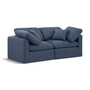  Manufacturer Color_Navy -- Indulge 70" Navy Linen Textured Fabric Upholstered 2 pc Modular Loveseat IMAGE 1