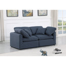  Manufacturer Color_Navy -- Indulge 70" Navy Linen Textured Fabric Upholstered 2 pc Modular Loveseat IMAGE 2