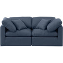  Manufacturer Color_Navy -- Indulge 70" Navy Linen Textured Fabric Upholstered 2 pc Modular Loveseat IMAGE 4