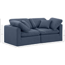 Meridian Indulge Navy Linen Textured Fabric Modular Sofa IMAGE 8