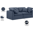  Manufacturer Color_Navy -- Indulge 70" Navy Linen Textured Fabric Upholstered 2 pc Modular Loveseat IMAGE 9