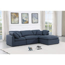  Manufacturer Color_Navy -- Indulge 105" Navy Linen Textured Fabric Upholstered 4 pc Modular Sectional IMAGE 2