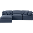  Manufacturer Color_Navy -- Indulge 105" Navy Linen Textured Fabric Upholstered 4 pc Modular Sectional IMAGE 4