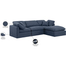  Manufacturer Color_Navy -- Indulge 105" Navy Linen Textured Fabric Upholstered 4 pc Modular Sectional IMAGE 9