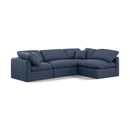  Manufacturer Color_Navy -- Indulge 105" Navy Linen Textured Fabric Upholstered 4 pc Modular Sectional IMAGE 1