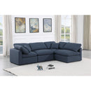  Manufacturer Color_Navy -- Indulge 105" Navy Linen Textured Fabric Upholstered 4 pc Modular Sectional IMAGE 2