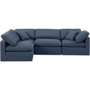  Manufacturer Color_Navy -- Indulge 105" Navy Linen Textured Fabric Upholstered 4 pc Modular Sectional IMAGE 4