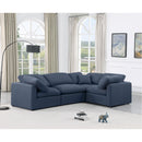  Manufacturer Color_Navy -- Indulge 105" Navy Linen Textured Fabric Upholstered 4 pc Modular Sectional IMAGE 2