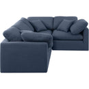  Manufacturer Color_Navy -- Indulge 105" Navy Linen Textured Fabric Upholstered 4 pc Modular Sectional IMAGE 4