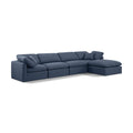  Manufacturer Color_Navy -- Indulge 140" Navy Linen Textured Fabric Upholstered 5 pc Modular Sectional IMAGE 1