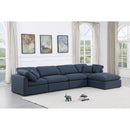  Manufacturer Color_Navy -- Indulge 140" Navy Linen Textured Fabric Upholstered 5 pc Modular Sectional IMAGE 2