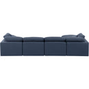  Manufacturer Color_Navy -- Indulge 140" Navy Linen Textured Fabric Upholstered 5 pc Modular Sectional IMAGE 3
