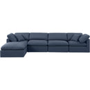  Manufacturer Color_Navy -- Indulge 140" Navy Linen Textured Fabric Upholstered 5 pc Modular Sectional IMAGE 4