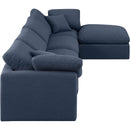  Manufacturer Color_Navy -- Indulge 140" Navy Linen Textured Fabric Upholstered 5 pc Modular Sectional IMAGE 5