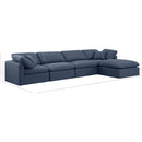  Manufacturer Color_Navy -- Indulge 140" Navy Linen Textured Fabric Upholstered 5 pc Modular Sectional IMAGE 8