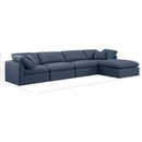 Meridian Indulge Navy Linen Textured Fabric Modular Sectional IMAGE 8