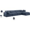  Manufacturer Color_Navy -- Indulge 140" Navy Linen Textured Fabric Upholstered 5 pc Modular Sectional IMAGE 9