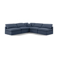  Manufacturer Color_Navy -- Indulge 105" Navy Linen Textured Fabric Upholstered 5 pc Modular Sectional IMAGE 1