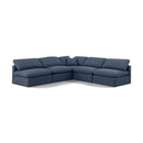  Manufacturer Color_Navy -- Indulge 105" Navy Linen Textured Fabric Upholstered 5 pc Modular Sectional IMAGE 1