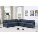  Manufacturer Color_Navy -- Indulge 105" Navy Linen Textured Fabric Upholstered 5 pc Modular Sectional IMAGE 2