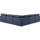  Manufacturer Color_Navy -- Indulge 105" Navy Linen Textured Fabric Upholstered 5 pc Modular Sectional IMAGE 3