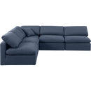  Manufacturer Color_Navy -- Indulge 105" Navy Linen Textured Fabric Upholstered 5 pc Modular Sectional IMAGE 4