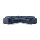  Manufacturer Color_Navy -- Indulge 105" Navy Linen Textured Fabric Upholstered 5 pc Modular Sectional IMAGE 1