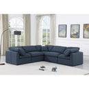  Manufacturer Color_Navy -- Indulge 105" Navy Linen Textured Fabric Upholstered 5 pc Modular Sectional IMAGE 2