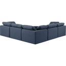  Manufacturer Color_Navy -- Indulge 105" Navy Linen Textured Fabric Upholstered 5 pc Modular Sectional IMAGE 3