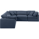  Manufacturer Color_Navy -- Indulge 105" Navy Linen Textured Fabric Upholstered 5 pc Modular Sectional IMAGE 4