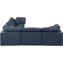  Manufacturer Color_Navy -- Indulge 105" Navy Linen Textured Fabric Upholstered 5 pc Modular Sectional IMAGE 5