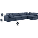  Manufacturer Color_Navy -- Indulge 140" Navy Linen Textured Fabric Upholstered 5 pc Modular Sectional IMAGE 10