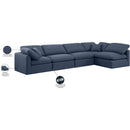 Meridian Indulge Navy Linen Textured Fabric Modular Sectional IMAGE 10