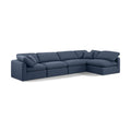  Manufacturer Color_Navy -- Indulge 140" Navy Linen Textured Fabric Upholstered 5 pc Modular Sectional IMAGE 1
