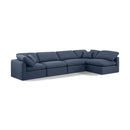  Manufacturer Color_Navy -- Indulge 140" Navy Linen Textured Fabric Upholstered 5 pc Modular Sectional IMAGE 1
