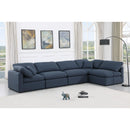  Manufacturer Color_Navy -- Indulge 140" Navy Linen Textured Fabric Upholstered 5 pc Modular Sectional IMAGE 2