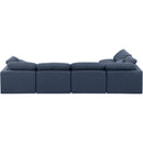  Manufacturer Color_Navy -- Indulge 140" Navy Linen Textured Fabric Upholstered 5 pc Modular Sectional IMAGE 3