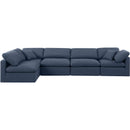  Manufacturer Color_Navy -- Indulge 140" Navy Linen Textured Fabric Upholstered 5 pc Modular Sectional IMAGE 4