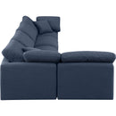  Manufacturer Color_Navy -- Indulge 140" Navy Linen Textured Fabric Upholstered 5 pc Modular Sectional IMAGE 5